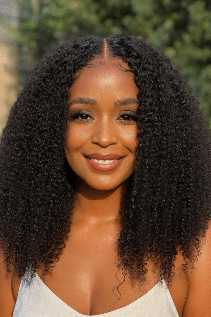 XQzeet 13X4 Lace Frontal #1B Kinky Curly