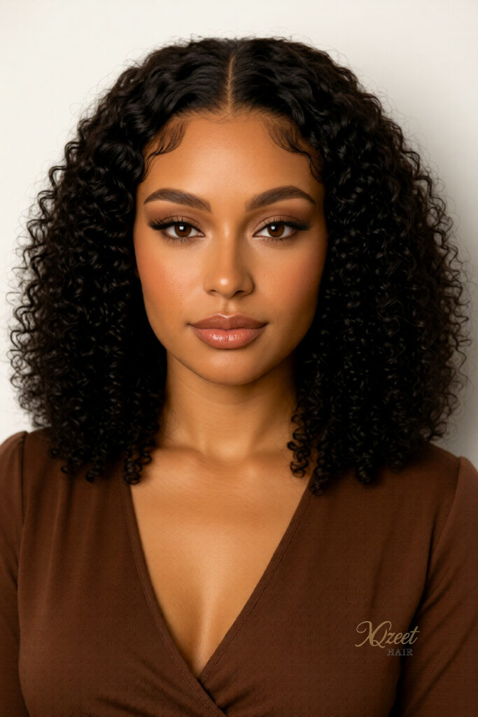 XQzeet 13X4 Lace Frontal #1B Burmese Curly