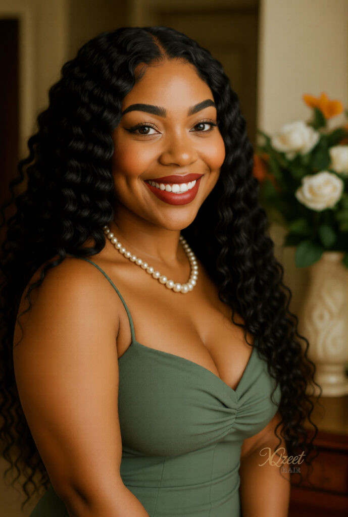 XQzeet 4×4 Transparent Lace Closure #1B Deep Wave