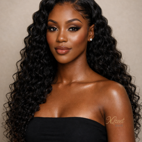 XQzeet 13X4 Lace Frontal #1B Loose Deep Wave