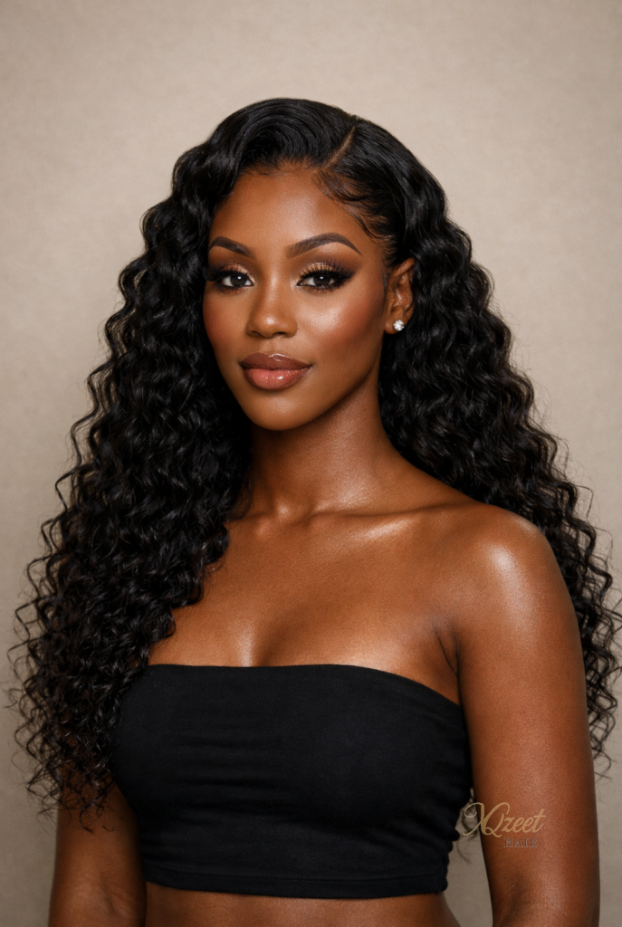 XQzeet 13X4 Lace Frontal #1B Loose Deep Wave