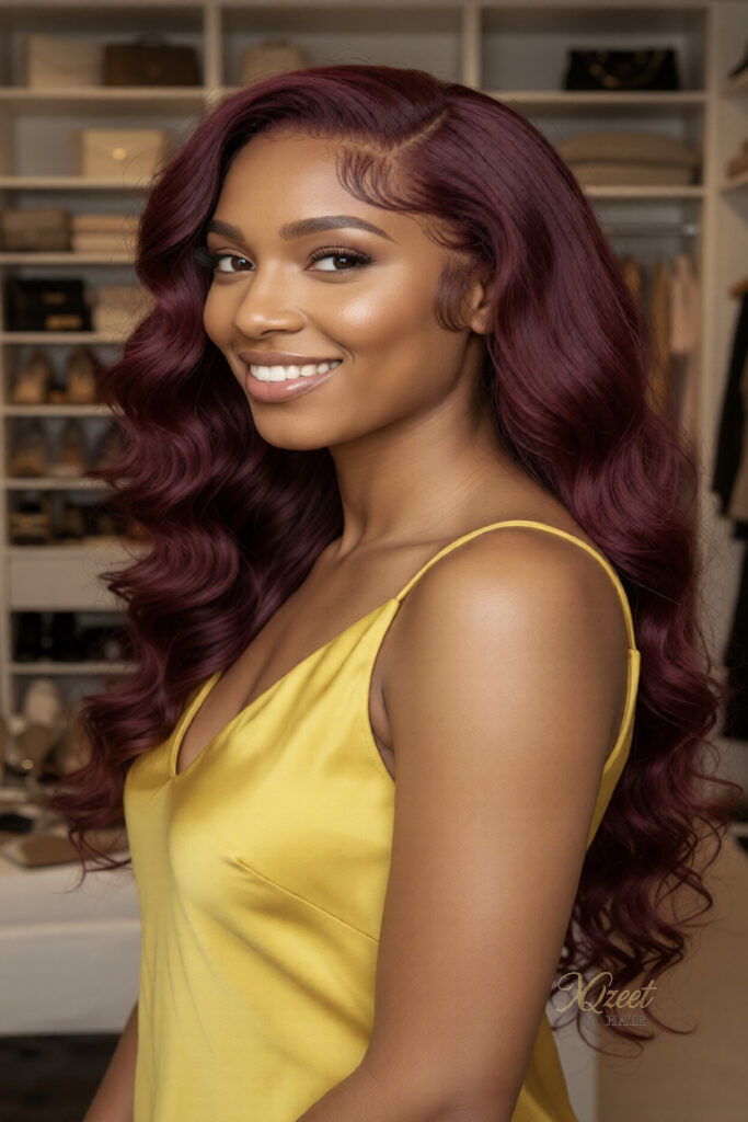 XQzeet 9x6 HD Lace Closure #99J Burgundy Body Wave