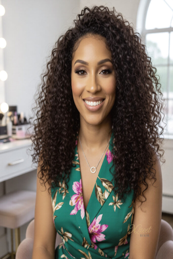 XQzeet 13×4 HD Lace Wear & Go Glue-less #1B Kinky Curly