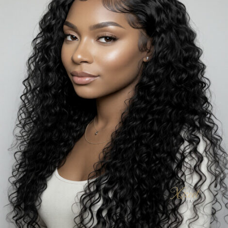XQzeet 13×6 HD Lace Frontal #1B Deep Wave
