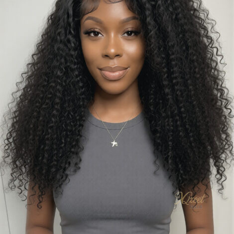 XQzeet 13×6 HD Lace Frontal #1B Kinky Curly