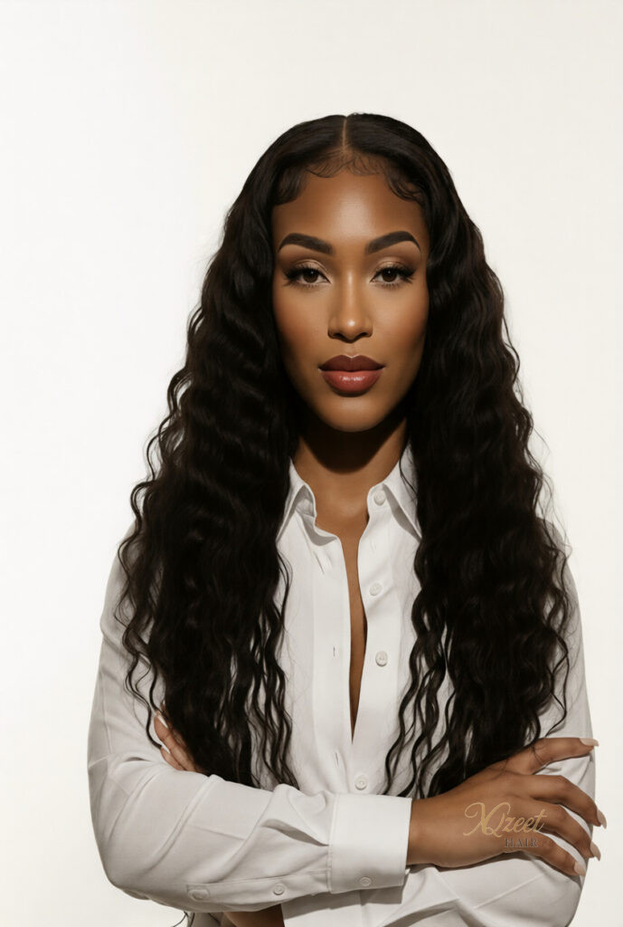 XQzeet 5×5 Transparent Lace Closure #1B Deep Wave