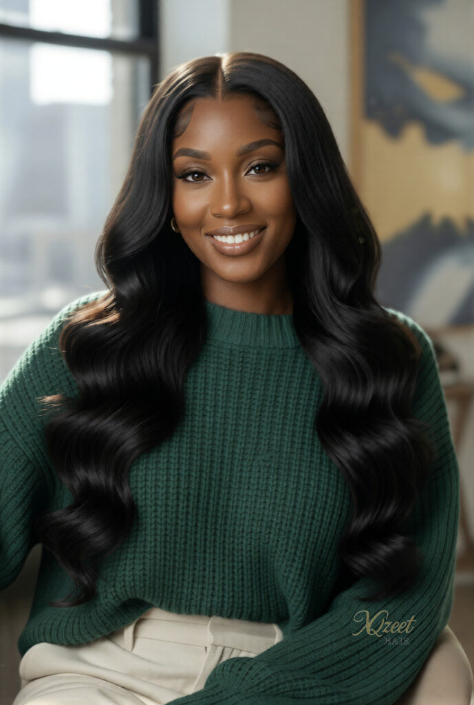 XQzeet 5x5 Transparent Lace Closure #1B Body Wave