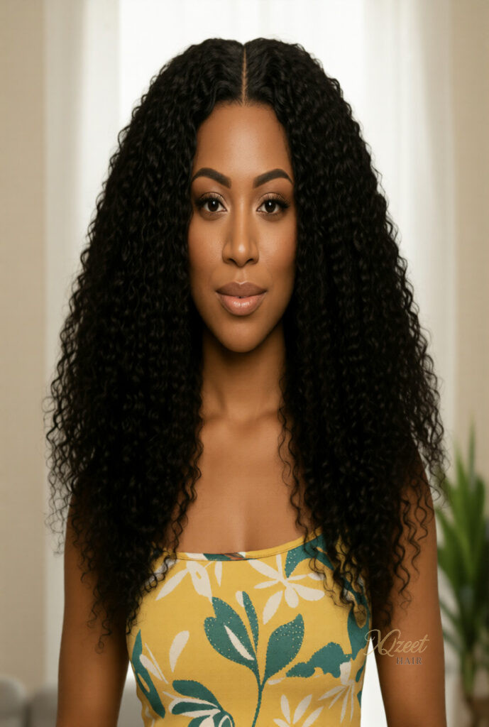 XQzeet 4×4 Transparent Lace Closure #1B Kinky Curly