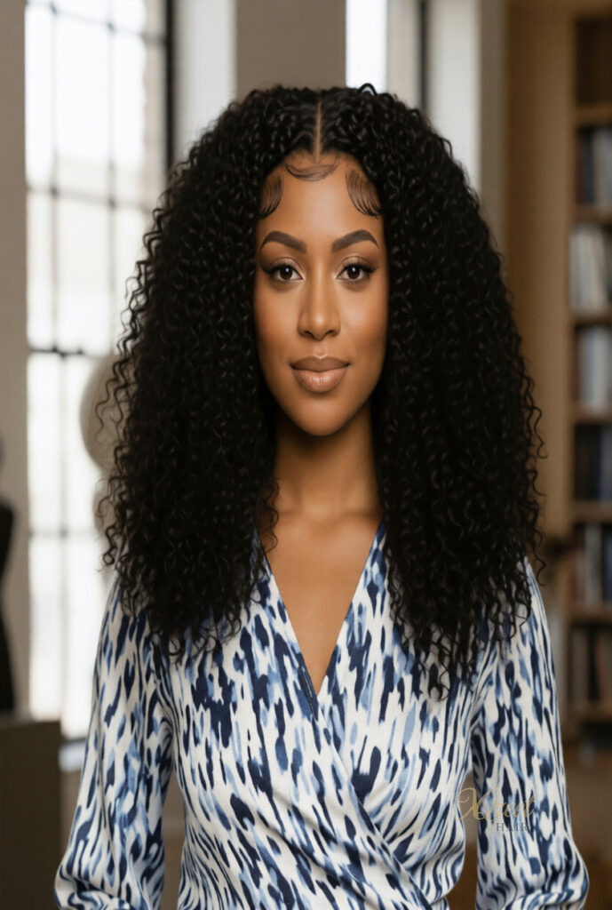 XQzeet 5×5 Transparent Lace Closure #1B Kinky Curly