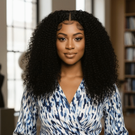 XQzeet 5×5 Transparent Lace Closure #1B Kinky Curly