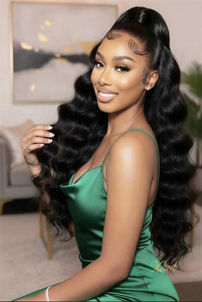 XQzeet 13×6 HD Lace Frontal #1B Loose Wave