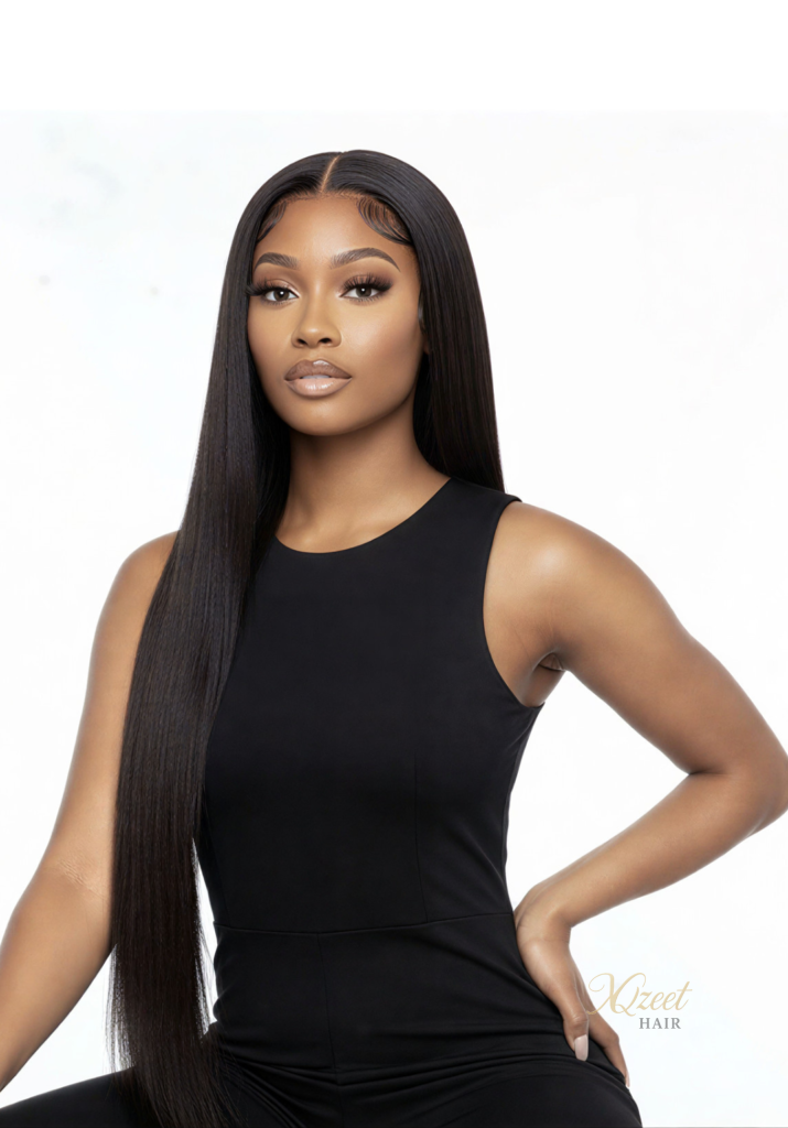 XQzeet 13×6 HD Lace Frontal #1B Silky Straight