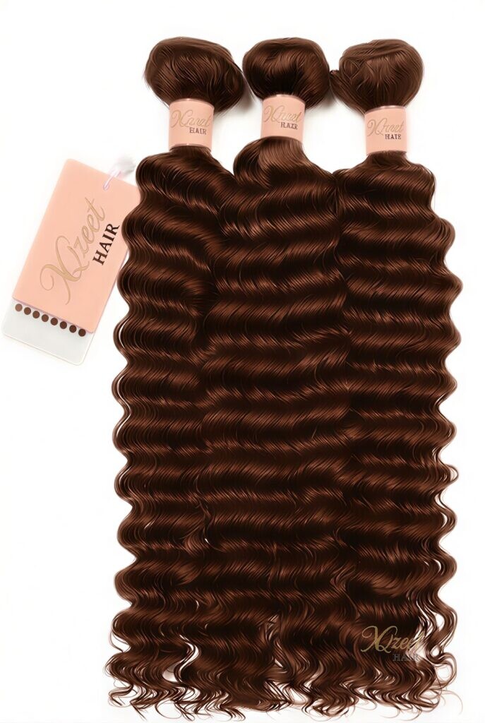 XQzeet #4 Chestnut Brown Deep Wave Bundle