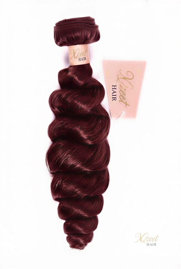 XQzeet #99J Burgundy Loose Wave Bundle